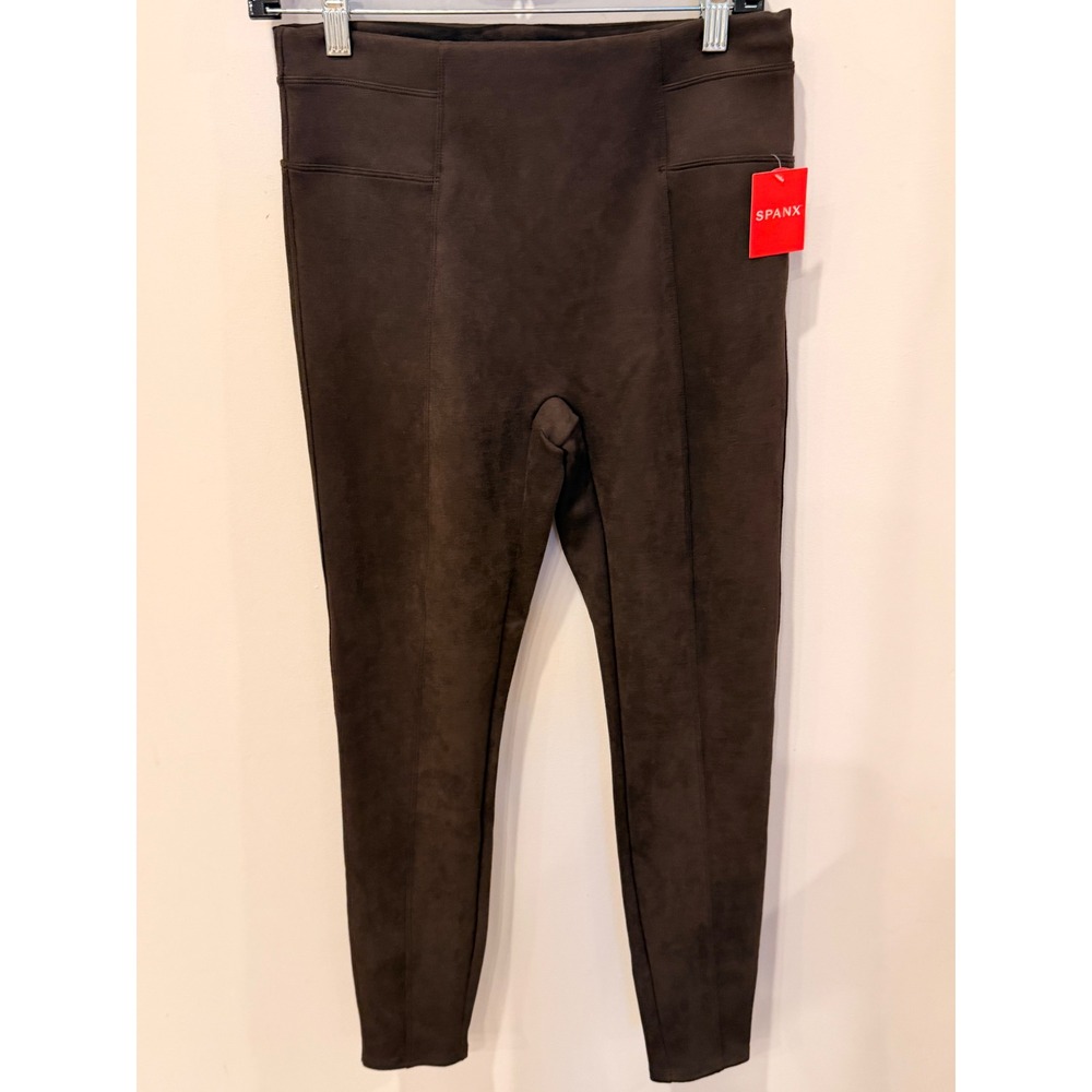 Spanx Faux Suede Leggings Chocolate Brown 20322R Medium NWT